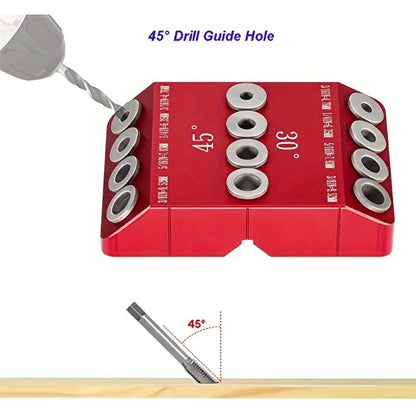 Metal Drill Guide Jig 30° 45° 90° with Allen Wrench, Precise Multi-Angle Drilling for Cable Railing