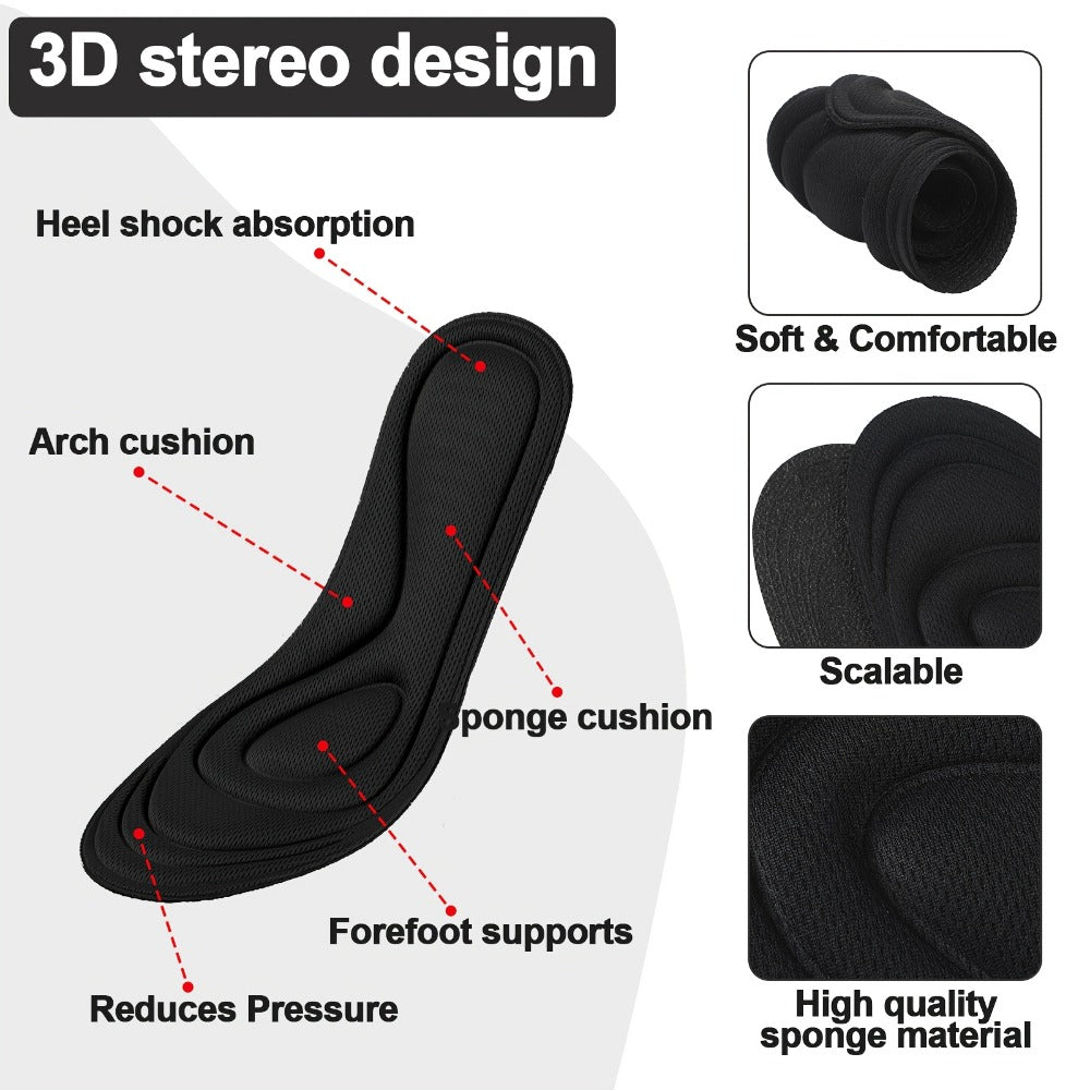 Eight-Pair Neutral Sponge Replacement Insoles with Contoured Heel and Forefoot Zones for Everyday Shoes