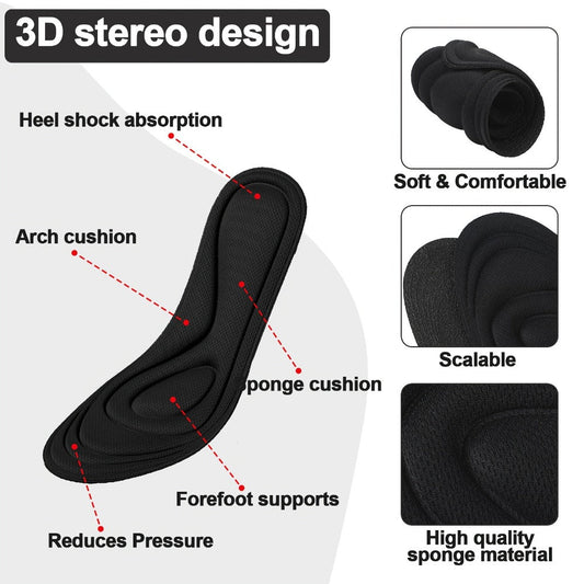 Eight-Pair Neutral Sponge Replacement Insoles with Contoured Heel and Forefoot Zones for Everyday Shoes