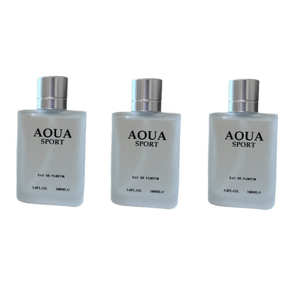 Perfume for Men AOUA 3-Pack with Three 3.4 oz Bottles and Citrus, Jasmine, Woody-Musk Profile
