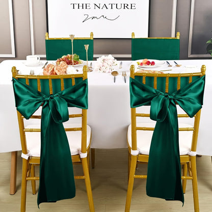 100pcs Satin Chair Sashes Bows for Wedding Banquet Party Event Decoration, 13 Colors, 18×275cm