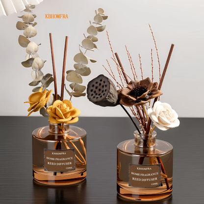 Reed Diffuser Set with Dried Flowers, Jasmine, Cedar, Sandalwood & Gardenia Scents, 120ml 90-Day Home Fragrance