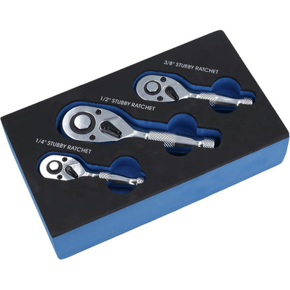 Three- or Six-Piece Flex-Head Ratchet Handle Set with 1/4, 3/8 and 1/2-Inch Drives and Extensions
