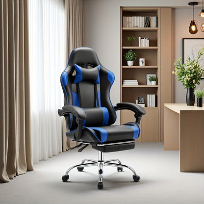 Ergonomic Gaming Chair with Rotating Armrest Lumbar Support & Headrest – Esports Racing Style Computer Office Chair with Footrest for Home