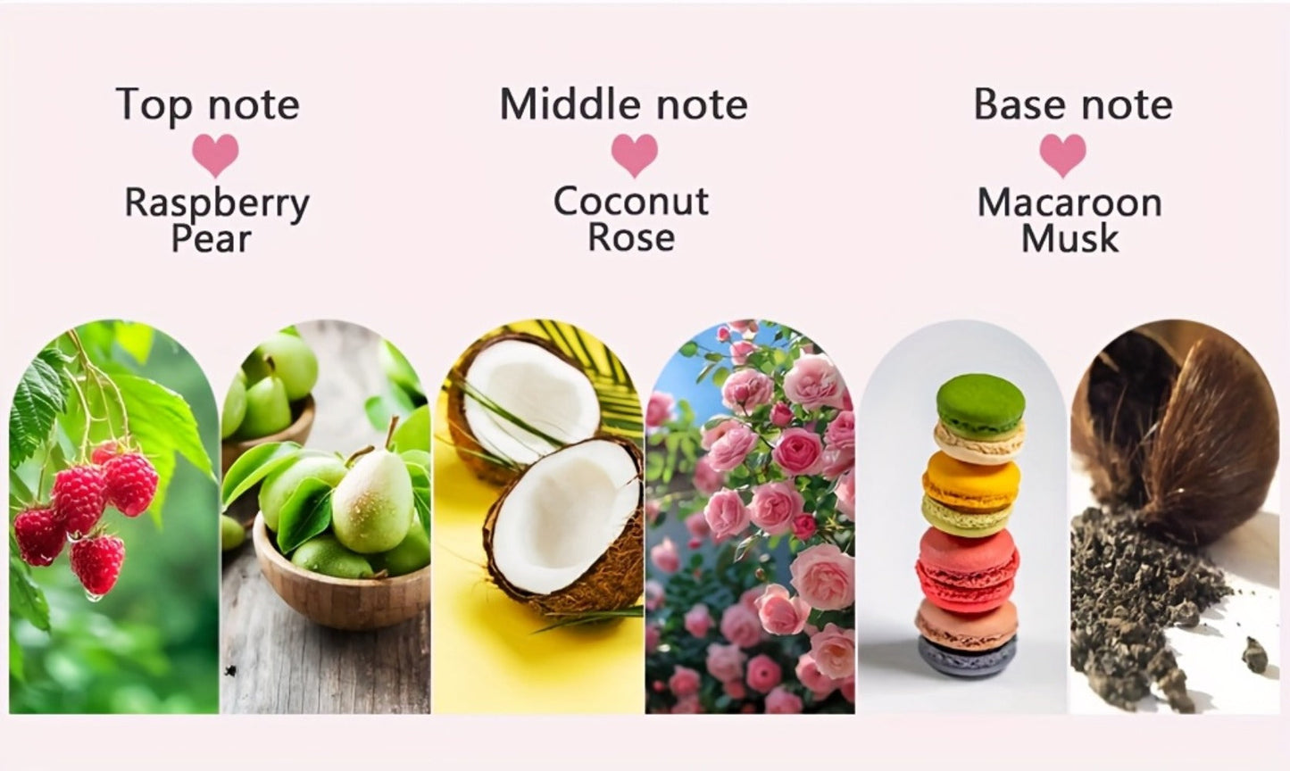 Women's Perfume Eau de Toilette - Fruity Floral Fragrance with Macaron & Musk Base Notes for Bath Time, Home Spa and Personal Care