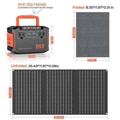Portable Power Station 88.8Wh, 111Wh or 237Wh with AC, USB-C, USB-A, DC and Solar Panel Options