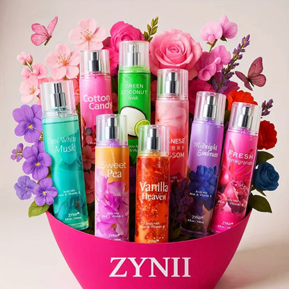 Fragrance Body Mist for Women, Floral, Fruity, Musk & Vanilla Body Spray with Aloe & Vitamin E, 3-8 fl oz