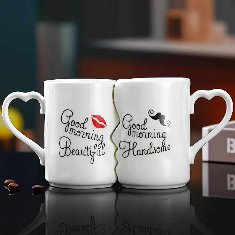 Kissing Couple Ceramic Mug Set 2pcs – Love Coffee Mug Anniversary Wedding Valentine Gift 360ml