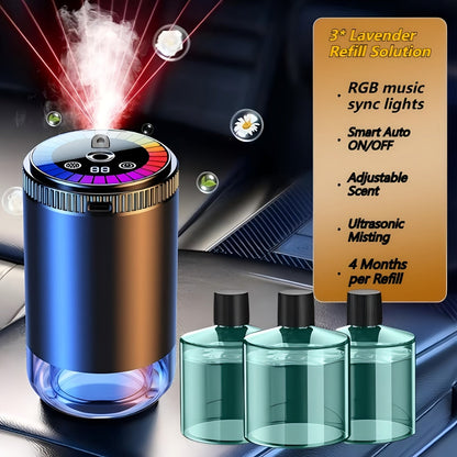 Car Aromatherapy Diffuser with Dynamic Light Show & Starry Sky Projector – USB Rechargeable Air Freshener, Essential Oil Perfume
