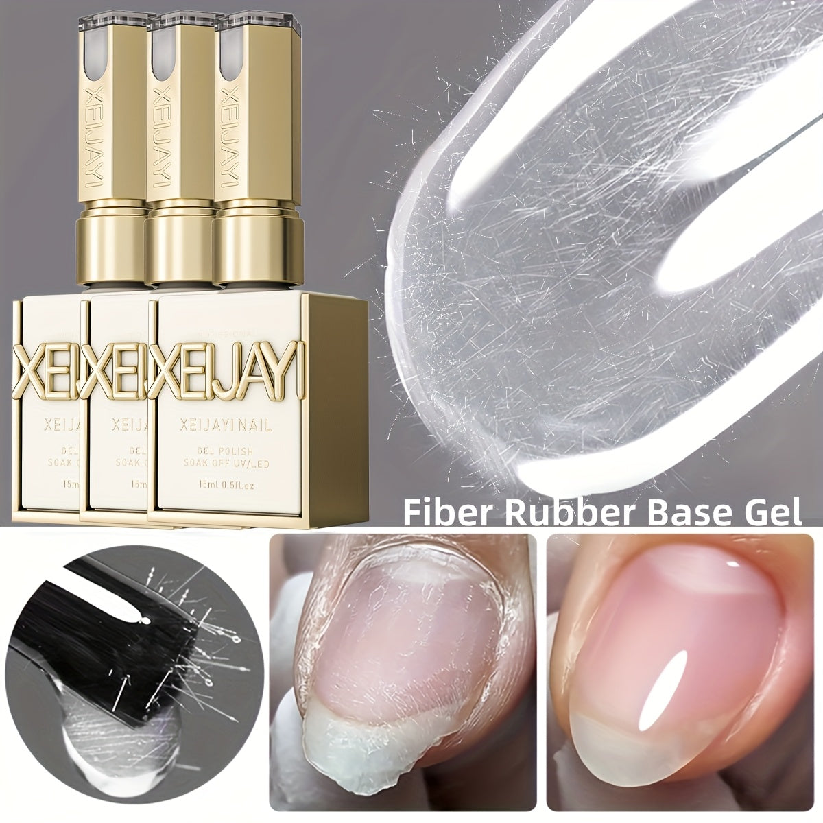 Fiber Nail Glue 3pcs Set, Quick Dry Fiberglass Reinforced Adhesive for Nail Tips Extension, Broken Nail &