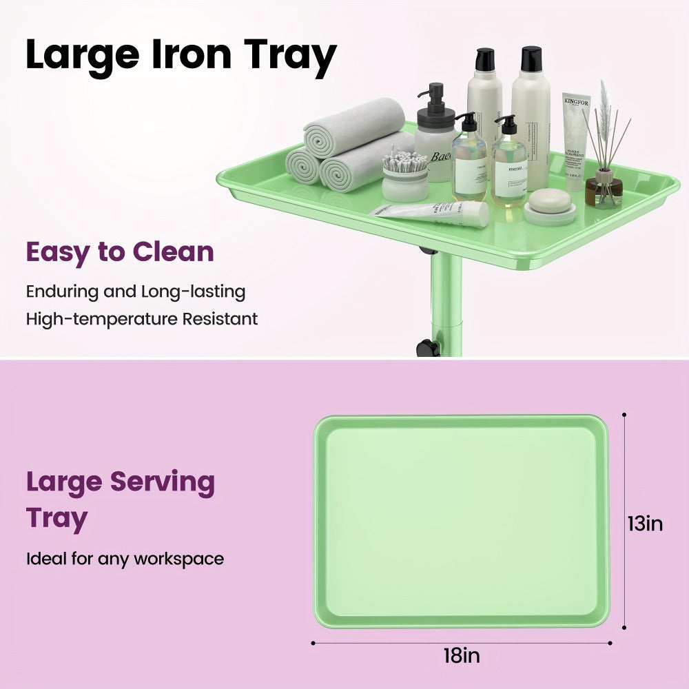 6-Color Premium Aluminum Salon Rolling Tray on Wheels – Adjustable Height Hairdresser Cart, Tattoo Tray, Spa Service Trolley for Nail Tech