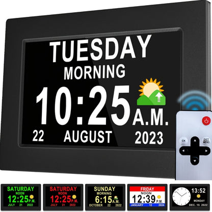 Digital Photo Frame Clock Large Display Calendar Alarm Clock for Seniors USB Powered Supports for Entryways, Bedrooms and Living Spaces