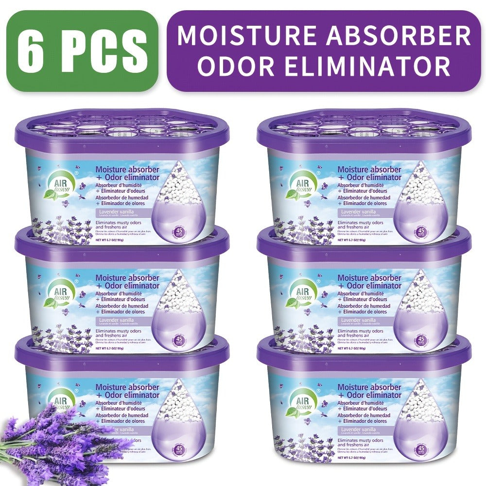 Moisture Absorber Dehumidifier Box 6-Pack, Odor Eliminator & Humidity Controller for Closet, Bathroom
