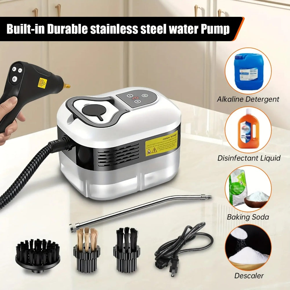 Portable Steam Cleaner High Pressure High Temperature with 3 Brush Heads Handheld Steam Cleaner for Bathroom Kitchen Furniture Car Home