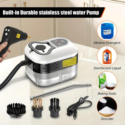 Portable Steam Cleaner High Pressure High Temperature with 3 Brush Heads Handheld Steam Cleaner for Bathroom Kitchen Furniture Car Home