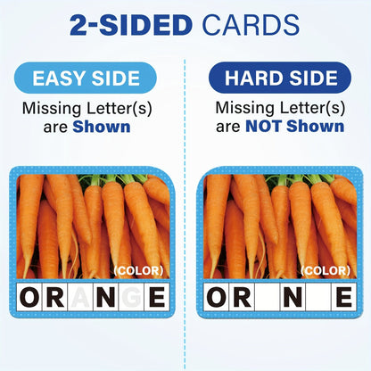 Spelling Flash Card Game for Kids Ages 4-8 – 224 Phonics Sight Word Flashcards, 208 Wood Letter Tiles & Dice