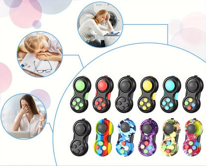 Handheld Fidget Controller Toy with Buttons, Roller, Switch and Seven-Color Checkout Assortment