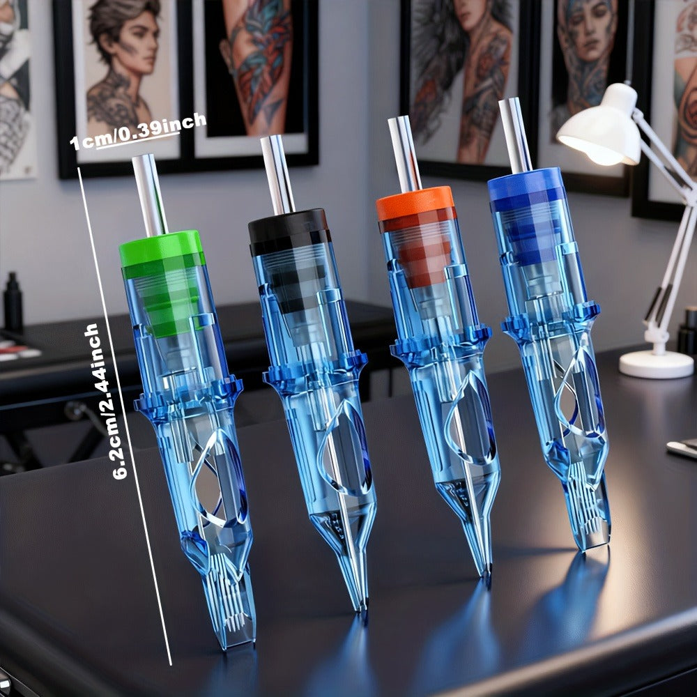 Mixed Tattoo Cartridge Needles 50pcs 10 Types Assorted - Round Liner Shader Magnum for Temporary Body Art, Festivals and Costumes