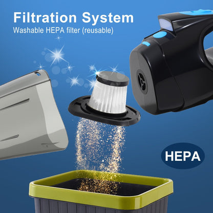 Handheld Vacuum Cleaner with 9000Pa Suction, 4000mAh Battery, Five Attachments and Two Color Options