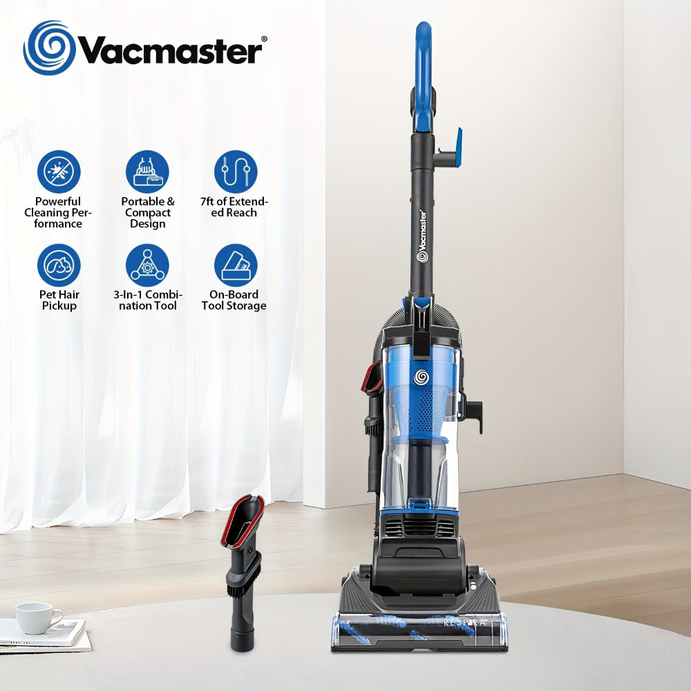 Bagless Upright Vacuum 1150W Cyclone Filtration Large Dust Cup 17ft Cord Corded Floor Cleaner for Entryways, Bedrooms and Living Spaces