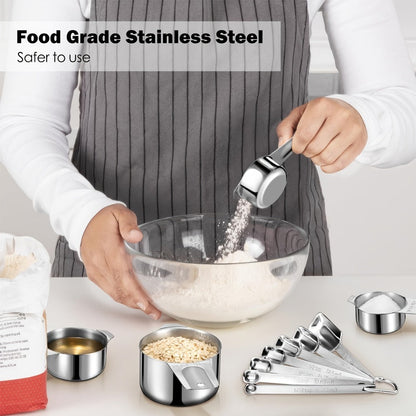 Measuring Cups and Spoons Set Stainless Steel 13-Piece 20-Piece with Leveler Baking for Home Cooking, Dining and Outdoor Meals