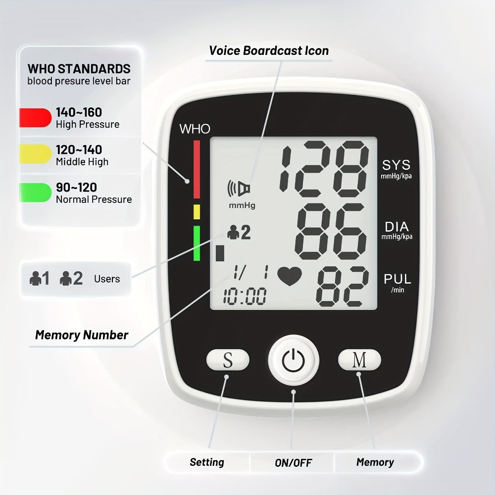 Wrist Blood Pressure Monitor Rechargeable - Digital BP Monitor with Large LCD, Voice Broadcast, 2×99 Memory & USB Charging