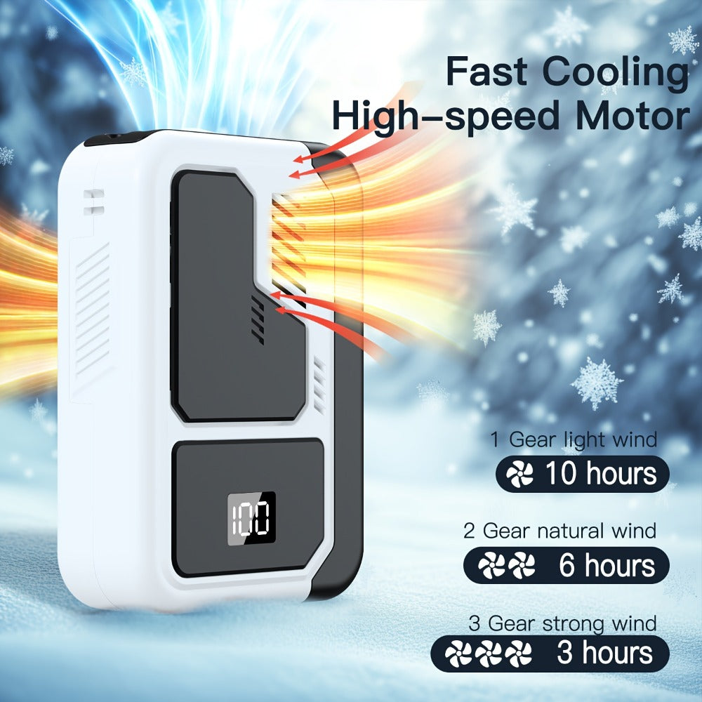 Neck Fan Portable Wearable, 3000mAh Battery Hands-Free Personal Fan 3 Wind Speeds Digital Display