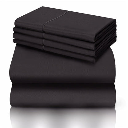 Bed Sheet Set California King 6-Piece Microfiber with 18-Inch Pocket and Sixteen Solid Color Choices