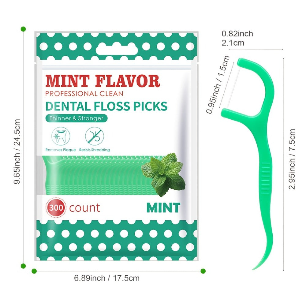 Mint Floss Picks 600 Count – Ultra-Fine Disposable Dental Floss Sticks, Interdental Cleaning, Plaque Removal, Fresh Breath