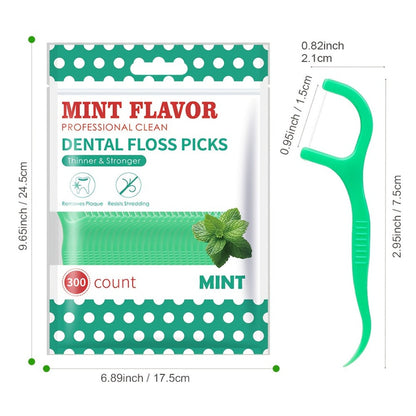Mint Floss Picks 600 Count – Ultra-Fine Disposable Dental Floss Sticks, Interdental Cleaning, Plaque Removal, Fresh Breath