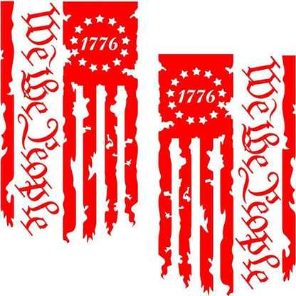 We the People 1776 Flag Vinyl Decal Pair in Black, Red or White for Tailgates and Vehicle Windows