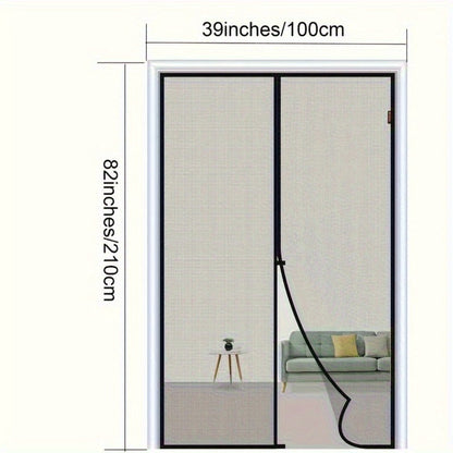 Magnetic Screen Door with Heavy Duty Metal Frame – Self-Closing Mesh Door Curtain, Insect-Proof Bug Screen with Frame Shackle