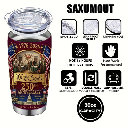 Travel Tumbler 20oz 250th Anniversary Whiskey Bottle Design Stainless Steel Insulated Cup for Entryways, Bedrooms and Living Spaces