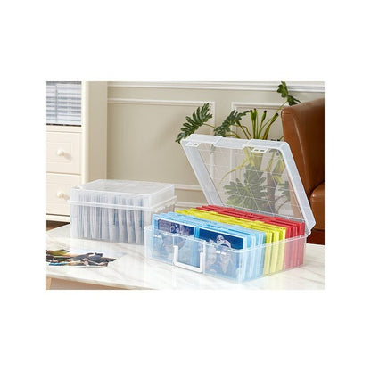 4x6 Photo Storage Box with 14 Inner Photo Keeper Cases Holds 1400 Photos Clear Plastic Photo Organizer with Lids Label Stickers BPA-Free