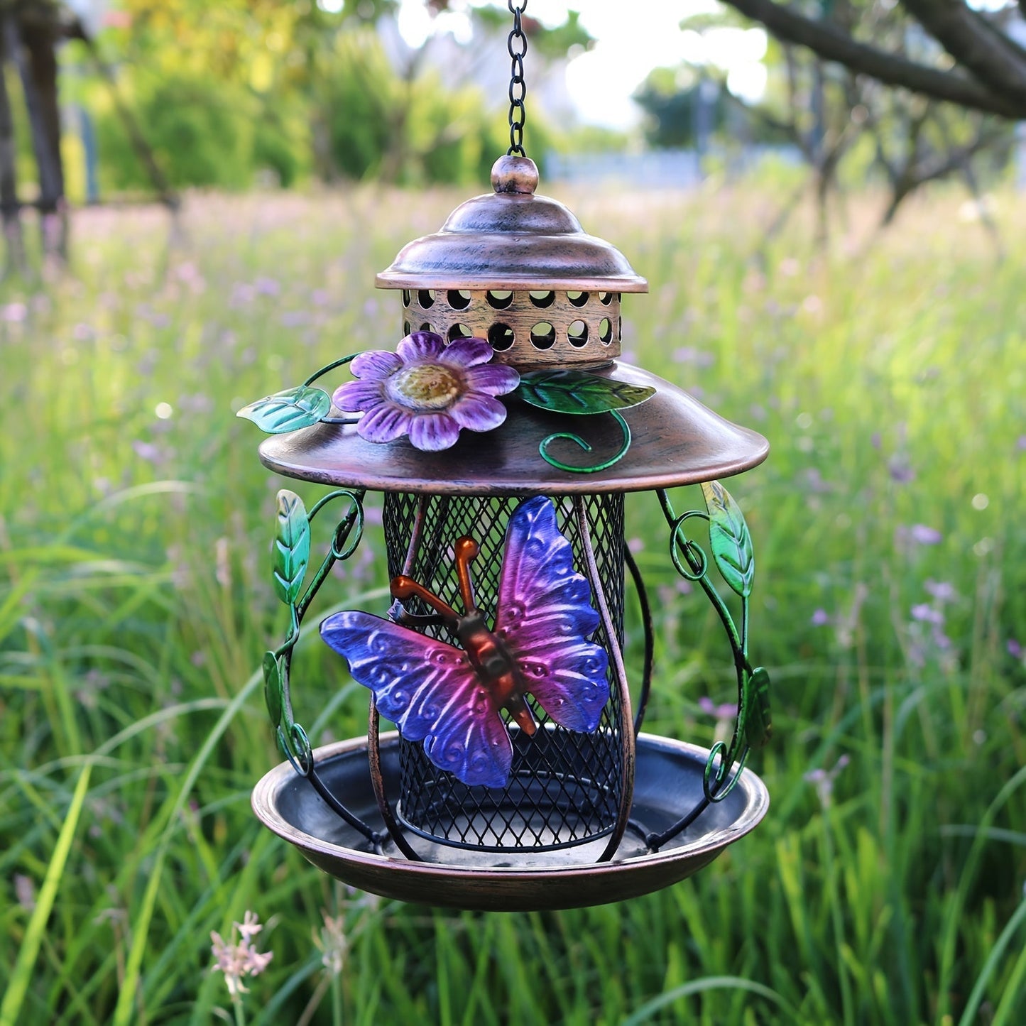 Wild Bird Feeder, Iron Mesh Hanging Dragonfly Butterfly Garden Patio for Garden, Yard and Pest Management