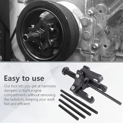 Harmonic Balancer Puller Kit 6pcs 3-Jaw – Crankshaft Damper Pulley Puller for Ford, GM, Chrysler, Cadillac, Chevrolet Truck & Mitsubishi