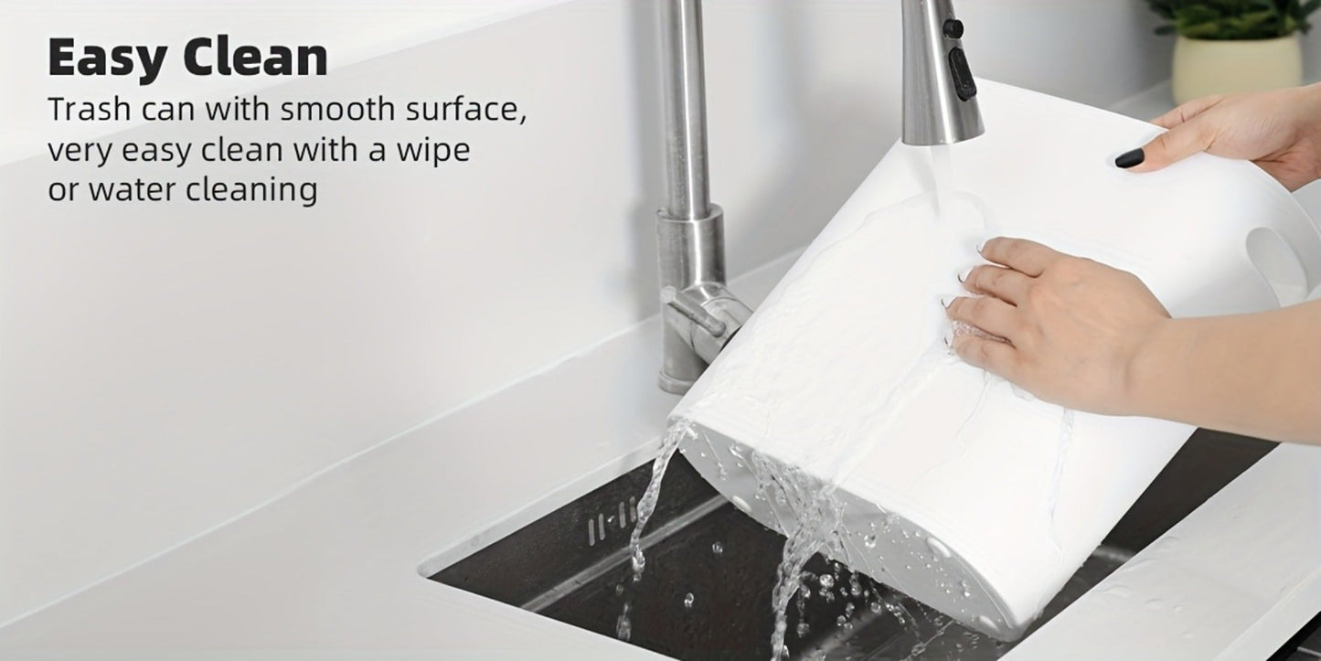Slim 10L Bathroom Wastebasket with Lid Tray, Built-In Side Handles and Single or Two-Piece Options