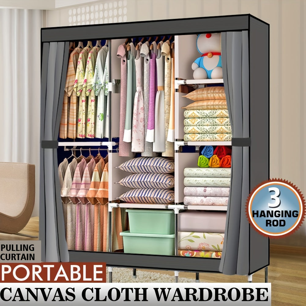Portable Closet Wardrobe Organizer 71" Clothes Rack with Shelves, Freestanding Bedroom Storage Closet System