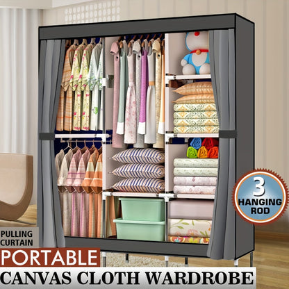 Portable Closet Wardrobe Organizer 71" Clothes Rack with Shelves, Freestanding Bedroom Storage Closet System