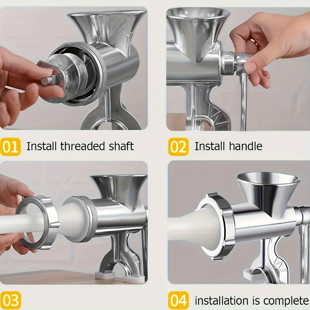 Manual Meat Grinder Hand Crank - Stainless Steel Mincer & Sausage Maker for Home Kitchen for Home Cooking, Dining and Outdoor Meals