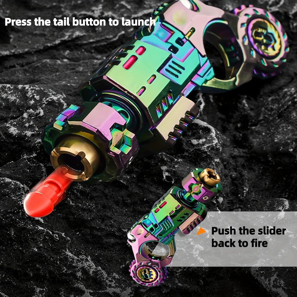 Metal Fidget Gun EDC Spinner Toy for Adults & Men, Alloy Steel Decompression Finger Spinner with 3 Reusable Shells & 20 Bullets