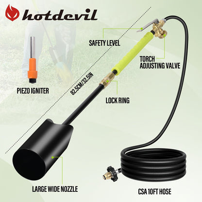 Propane Weed Torch, Flame Weeder Ice Melter Outdoor Roof Driveway for Garden, Patio and Yard Use
