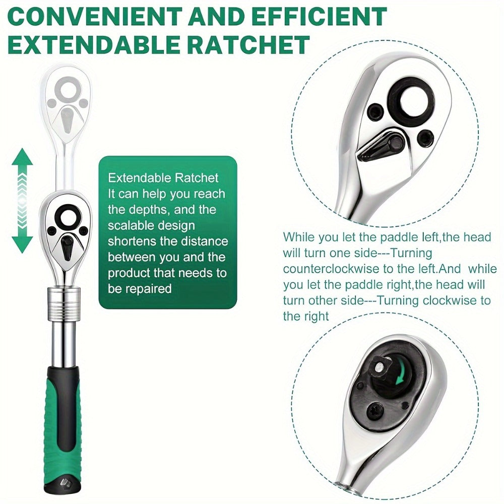 Three-Piece Ratchet Handle Set with 1/4, 3/8 and 1/2-Inch Drives, 72- or 24-Tooth Options Pictured