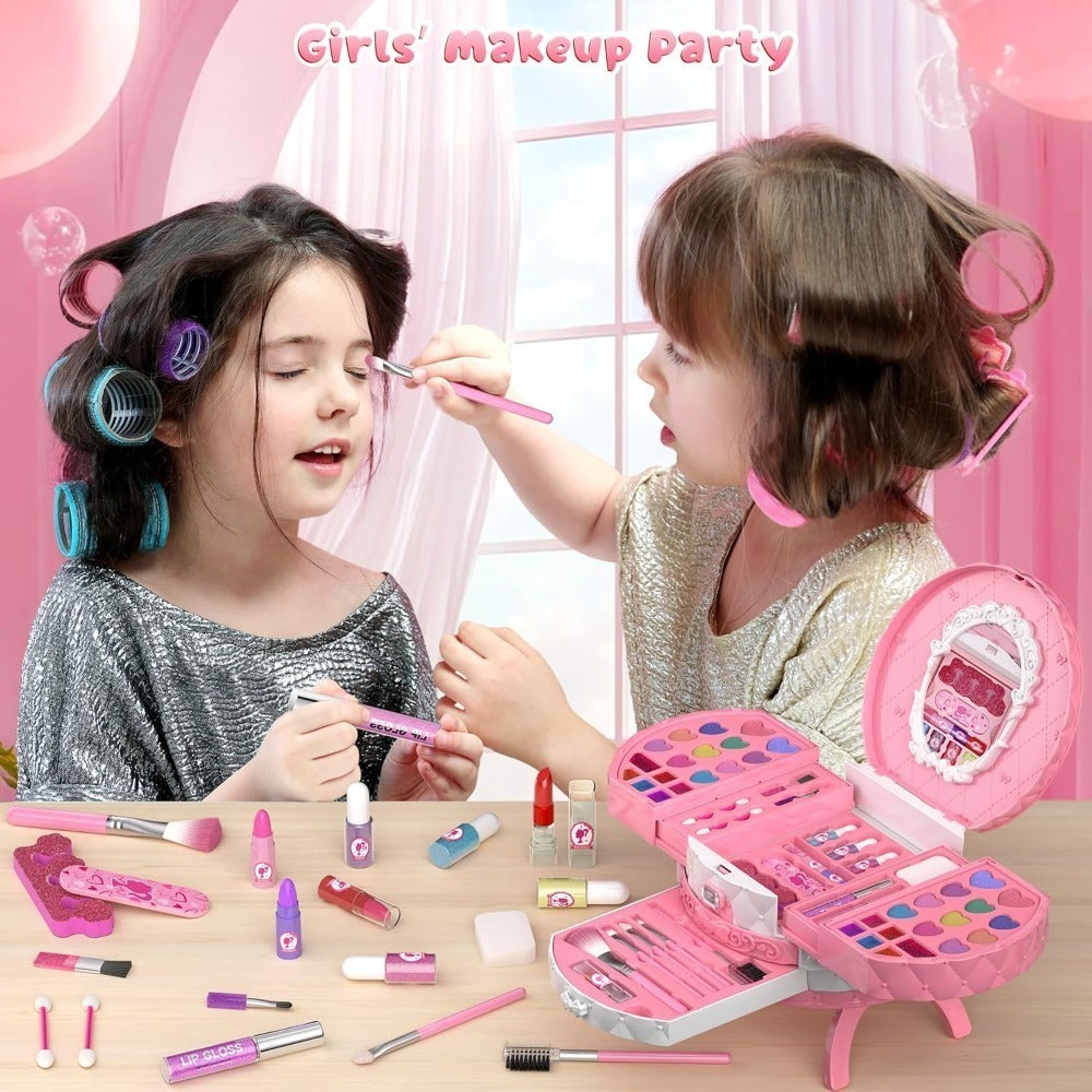 Kids Makeup Kit for Girls, Safe Princess Dress Up Play Set with Real Cosmetics, Purple, Birthday Christmas Gift for Girls Ages 3+