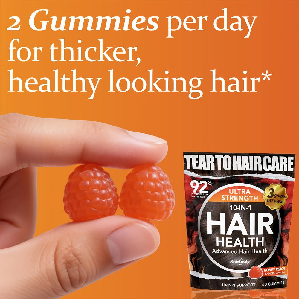 Biotin Gummies for Hair Growth with Collagen Complex Vitamin C & Ginger, 90 Chewable Gummies for Thicker Fuller Hair