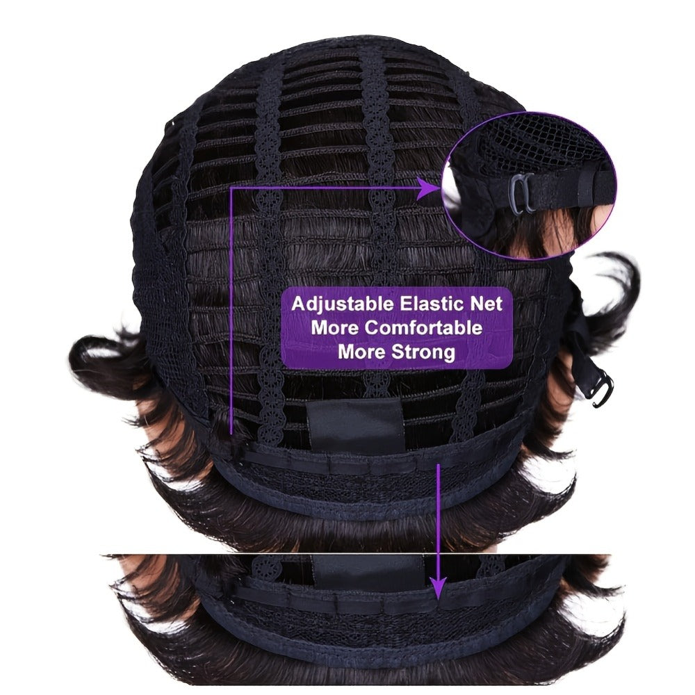 Synthetic Wig 4-Inch Wavy Bob with Bangs in Six Coded Natural and Fashion Colors for Costume Styling