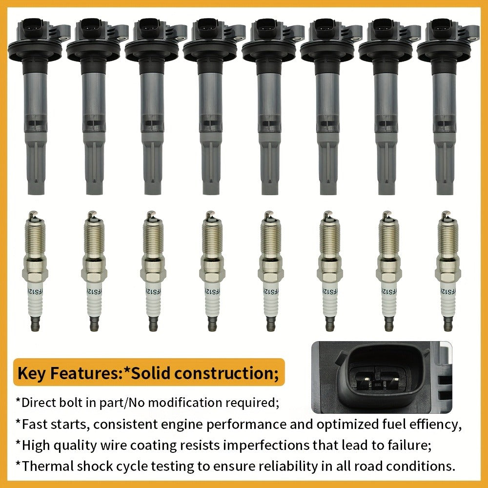 Ignition Coil & Iridium Spark Plug Kit 8-Pack for 2011-2020 Ford F-150 Mustang Lobo 5.0L V8 UF622 SP411 Direct Fit OEM Replacement Pure
