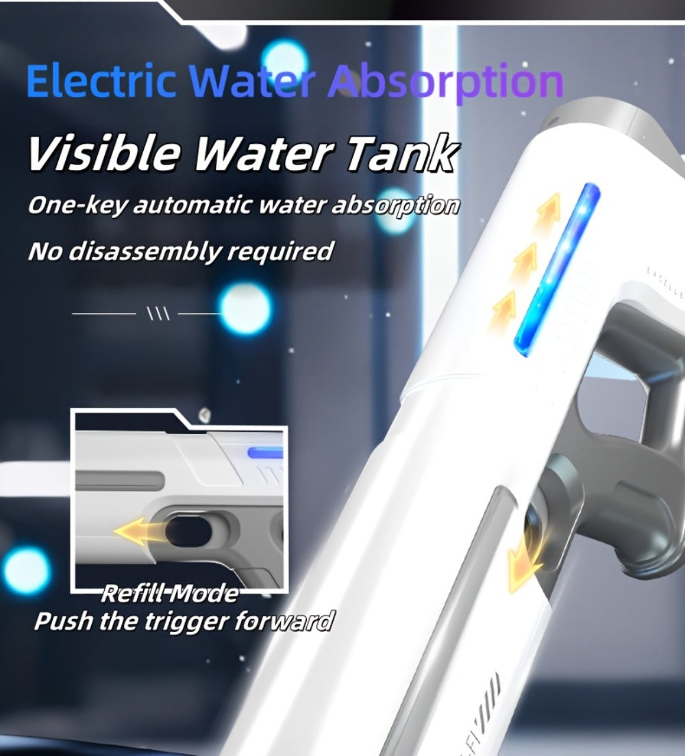 Electric Pulse-Light Water Blaster with Auto-Suction Refill, 16.54-Inch Body and Three Color Options