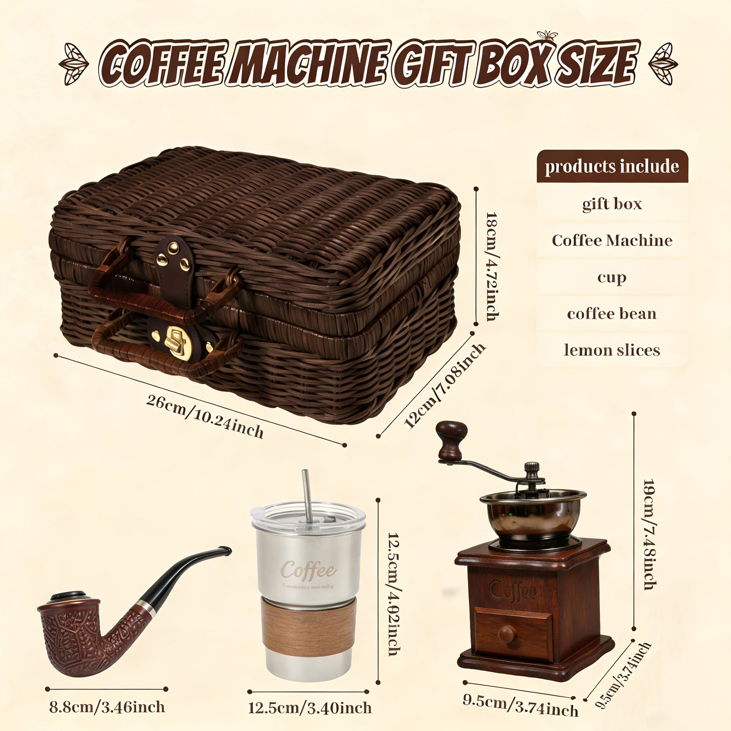 Manual Coffee Grinder Hand Grinder with 304 Stainless Steel Burr, Portable Square Coffee Mill for Travel