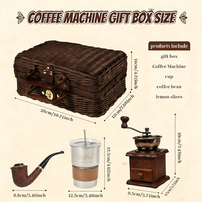 Manual Coffee Grinder Hand Grinder with 304 Stainless Steel Burr, Portable Square Coffee Mill for Travel